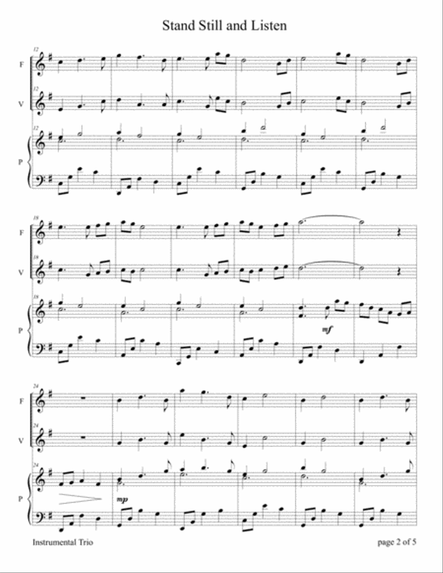 Stand Still and Listen (Flute and/or Violin Duet with Piano accompaniment) Flute scores gallery preview page 4