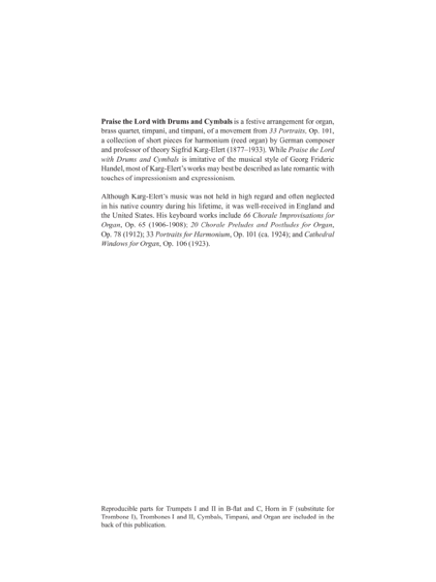 Praise the Lord with Drums and Cymbals Trombone scores gallery preview page 2