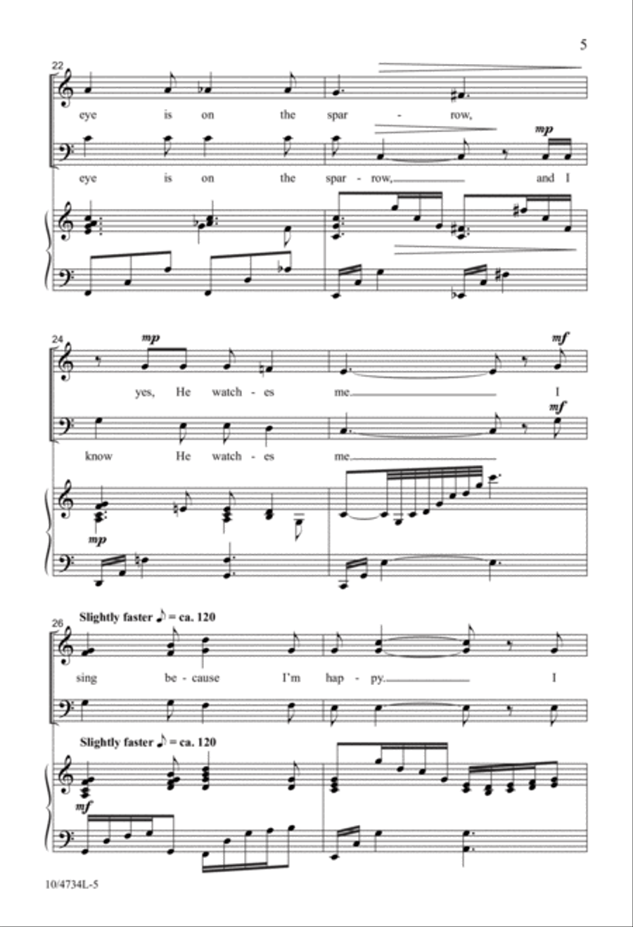 His Eye Is on the Sparrow 3-Part scores gallery preview page 5