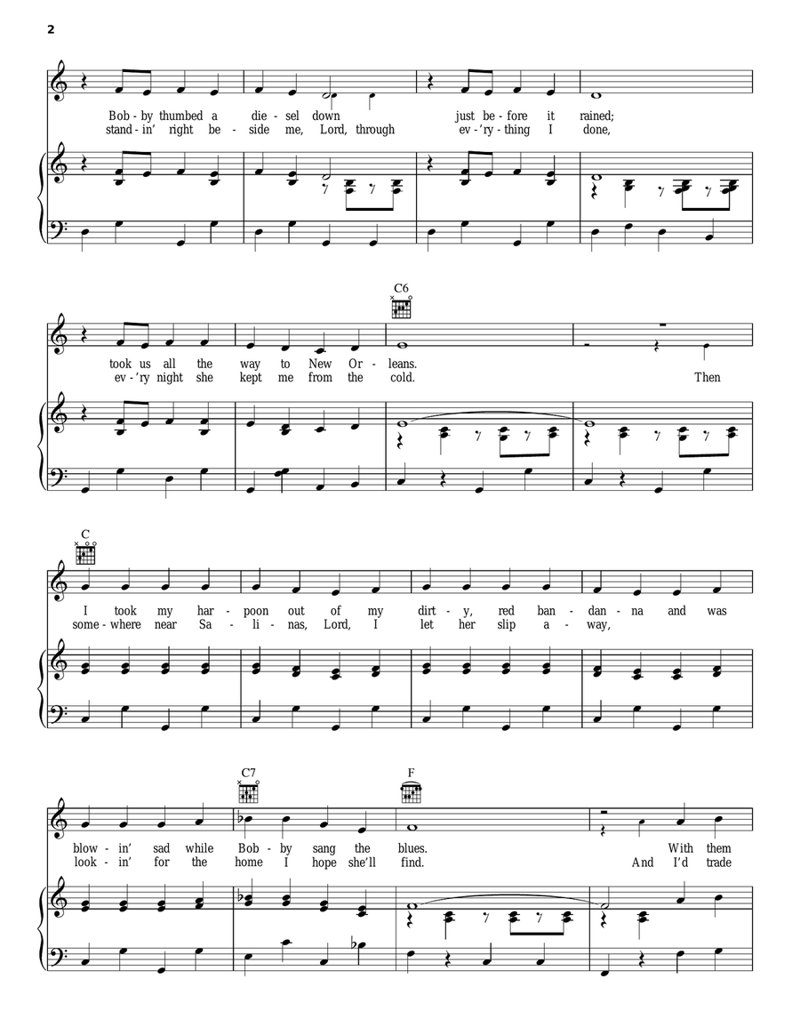 Me And Bobby McGee Me And Bobby McGee Piano, Vocal, Guitar scores gallery preview page 2