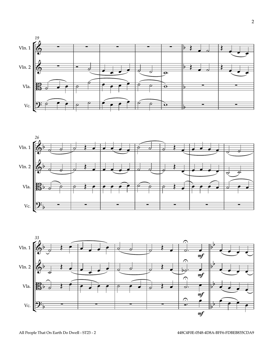 All People That On Earth Do Dwell (OLD 100TH) String Quartet scores gallery preview page 3
