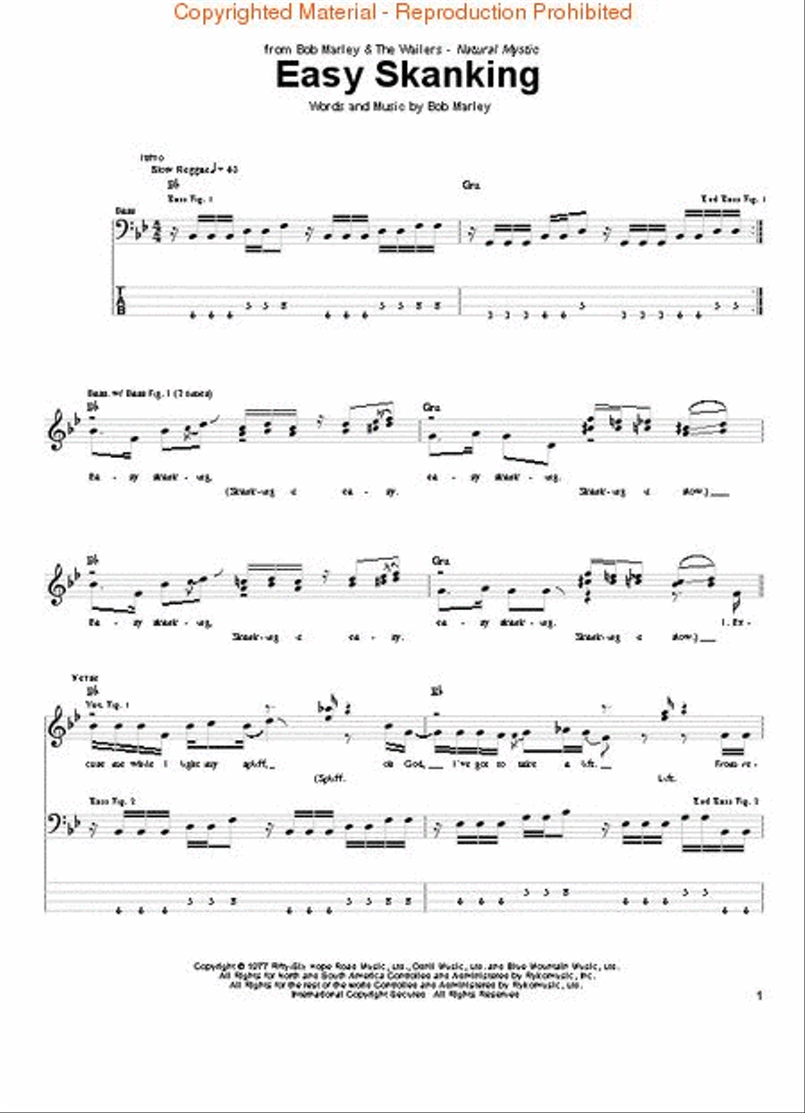 Bob Marley Bass Collection Bass Guitar Tablature scores gallery preview page 2