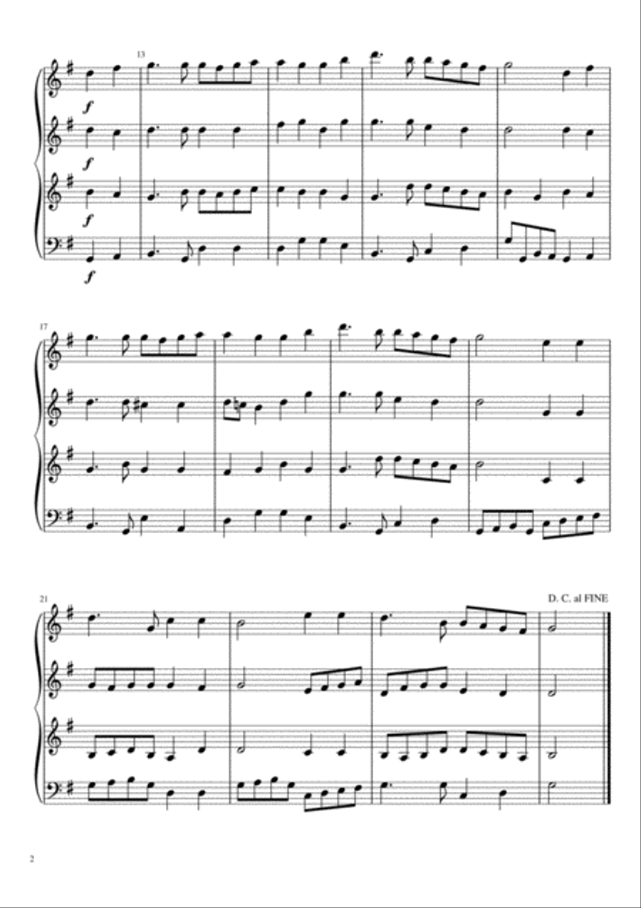 Once in Royal David's City (three violins and cello) String Quartet scores gallery preview page 3
