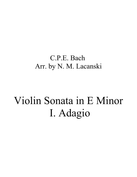 Violin Sonata in E Minor I. Adagio