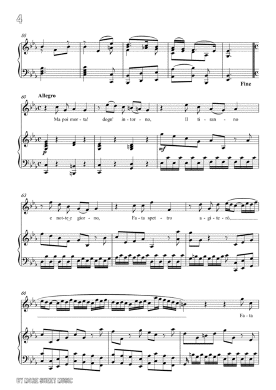 Handel-E pur così in un giorno...Piangerò la sorte mia in E flat Major,for Voice and Piano Voice Solo scores gallery preview page 6