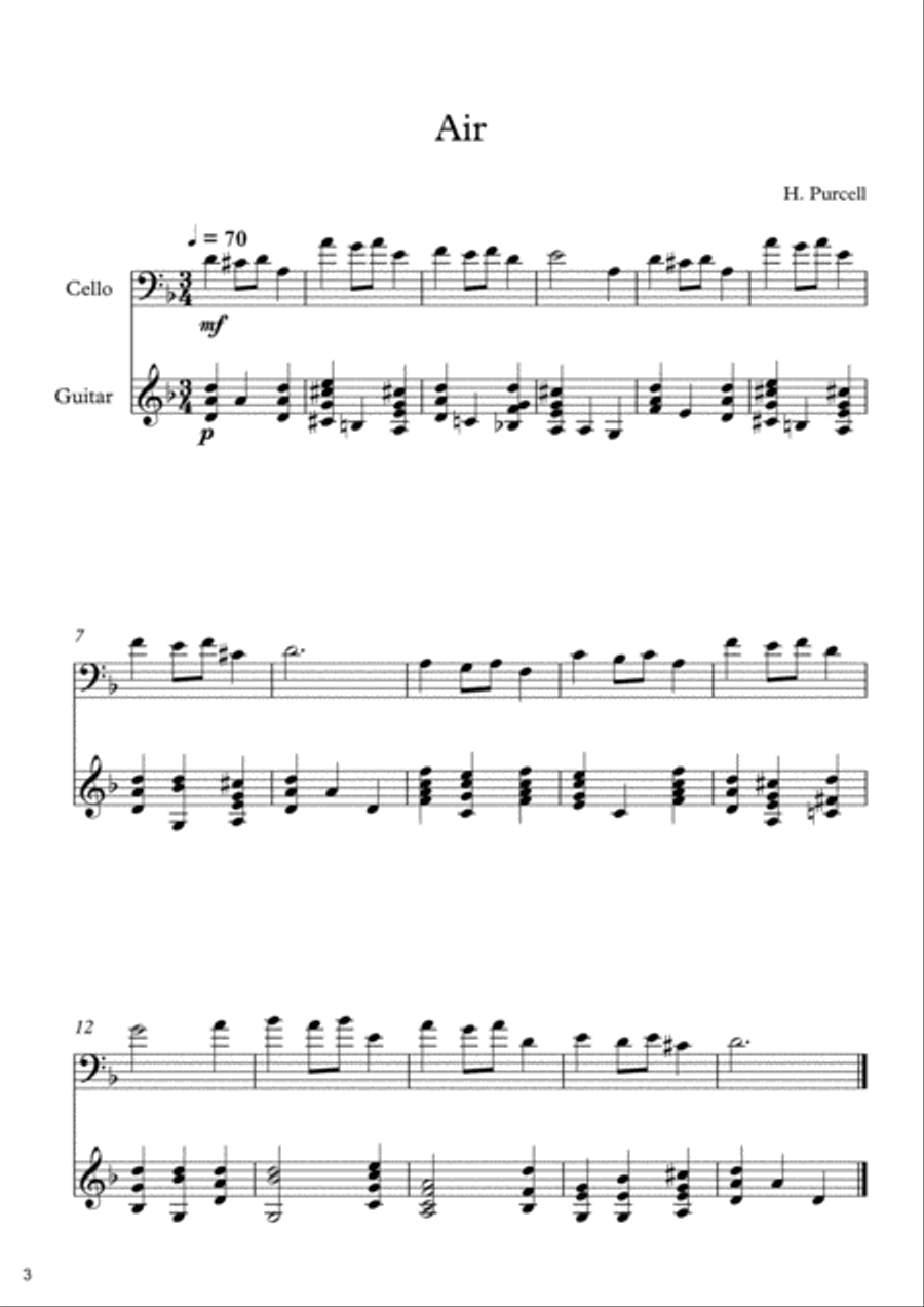 10 Easy Classical Pieces For Cello & Guitar Vol. 2 String Duet scores gallery preview page 4