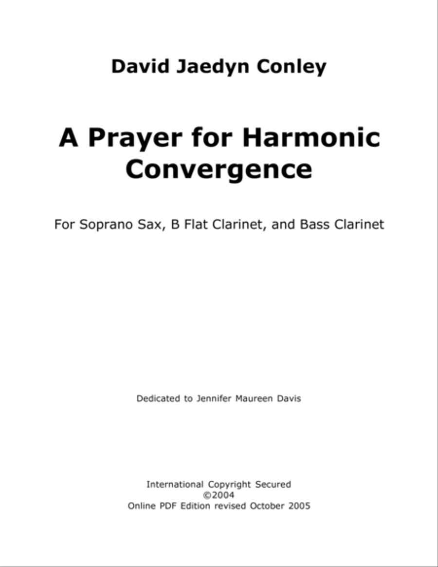 A Prayer for Harmonic Convergence" for Soprano Sax, B Flat Clarinet, and Bass Clarinet image number null