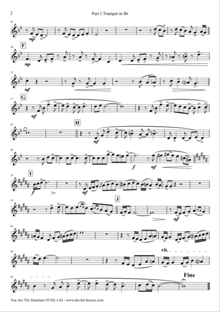 You Are The Sunshine Of My Life Euphonium scores gallery preview page 6