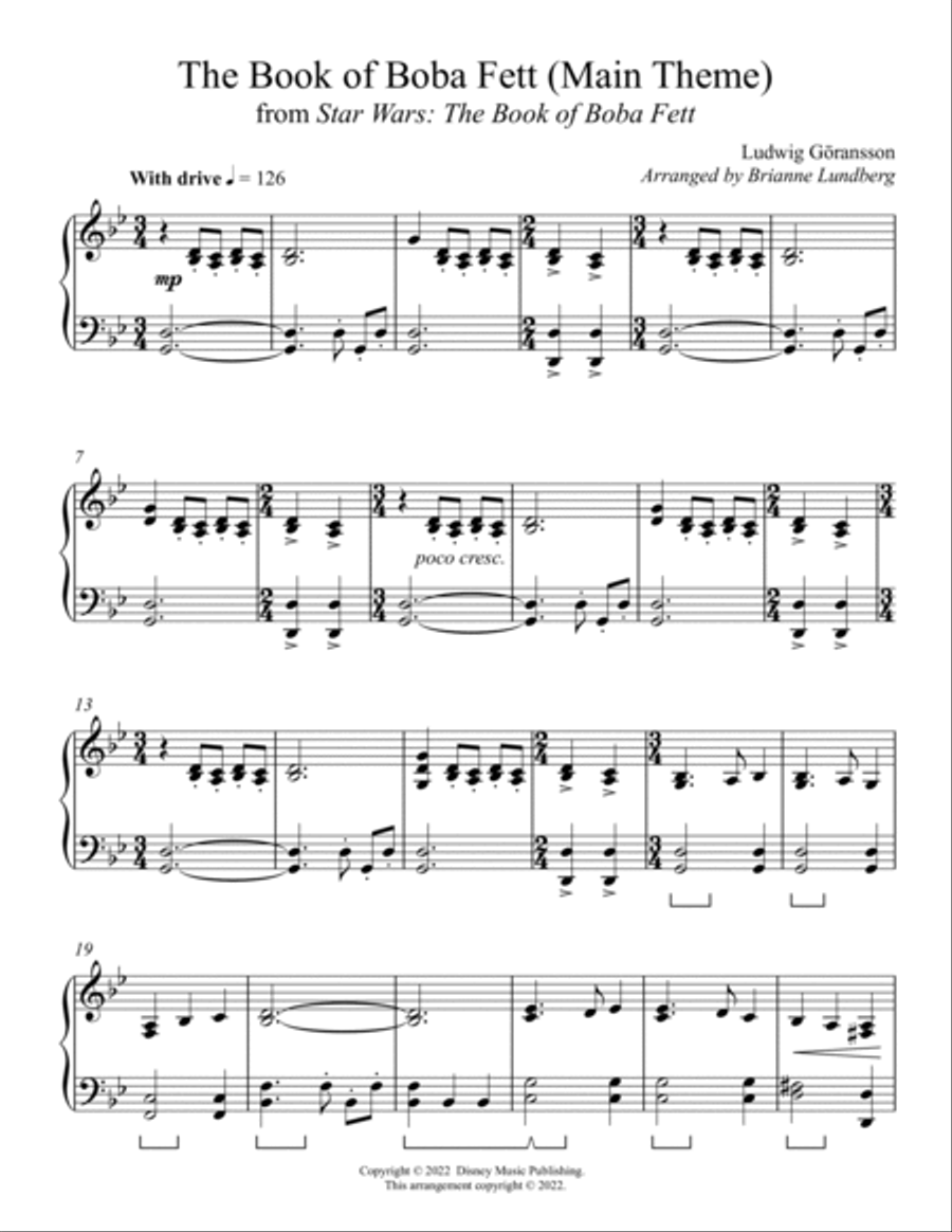 The Book Of Boba Fett Main Title Theme Piano Solo scores gallery preview page 2