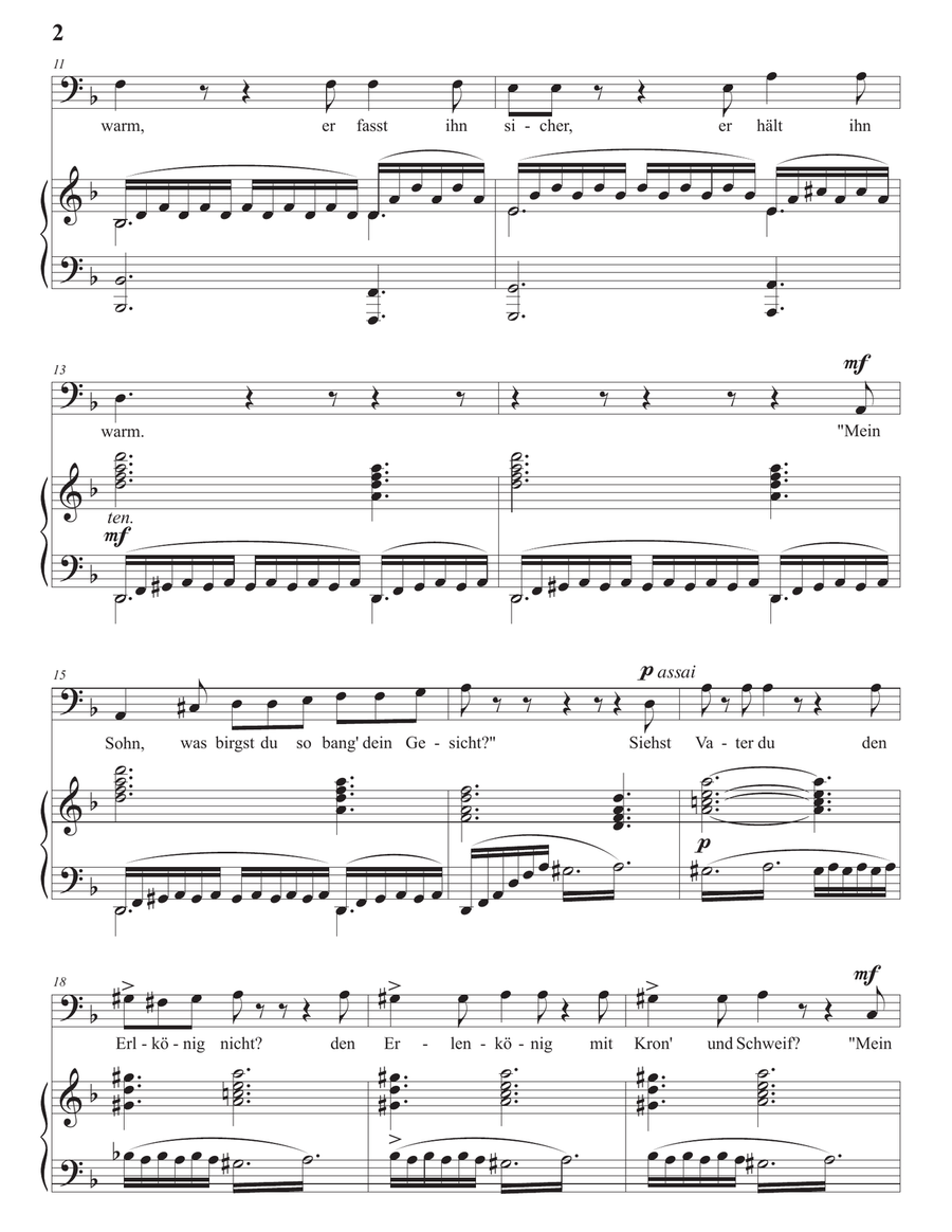 LOEWE: Erlkönig, Op. 1 no. 3 (transposed to D minor, bass clef) Piano, Vocal scores gallery preview page 3