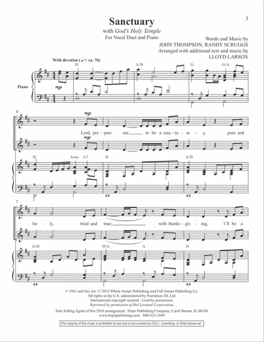 Sanctuary (with God's Holy Temple) Choir scores gallery preview page 3