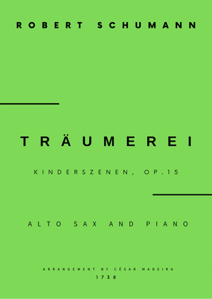 Book cover for Traumerei by Schumann - Alto Sax and Piano (Full Score and Parts)