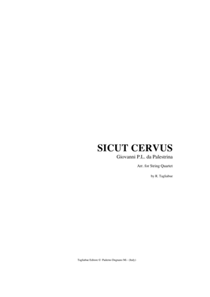 Book cover for SICUT CERVUS - for String Quartet with Parts