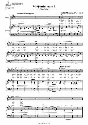 Mirjamin laulu 1, Op. 4 No. 3 (A Major)
