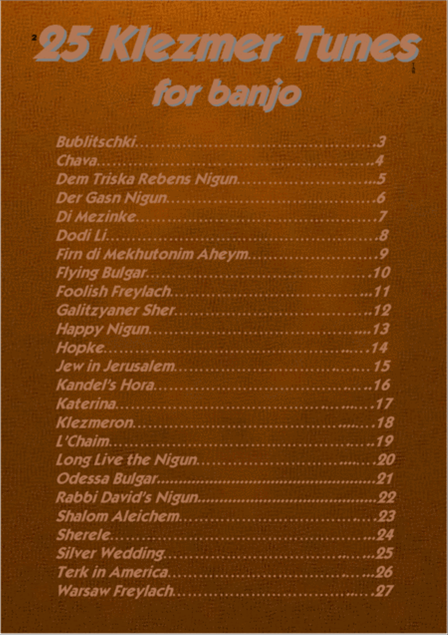 25 Klezmer Tunes, tab for 4 String Banjo in CGDA 4-String Banjo scores gallery preview page 2