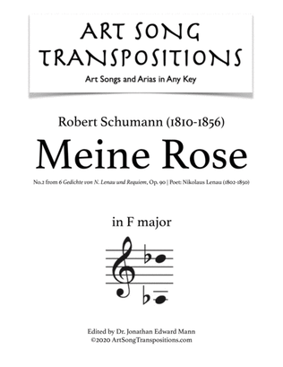 Book cover for SCHUMANN: Meine Rose, Op. 90 no. 2 (transposed to F major)