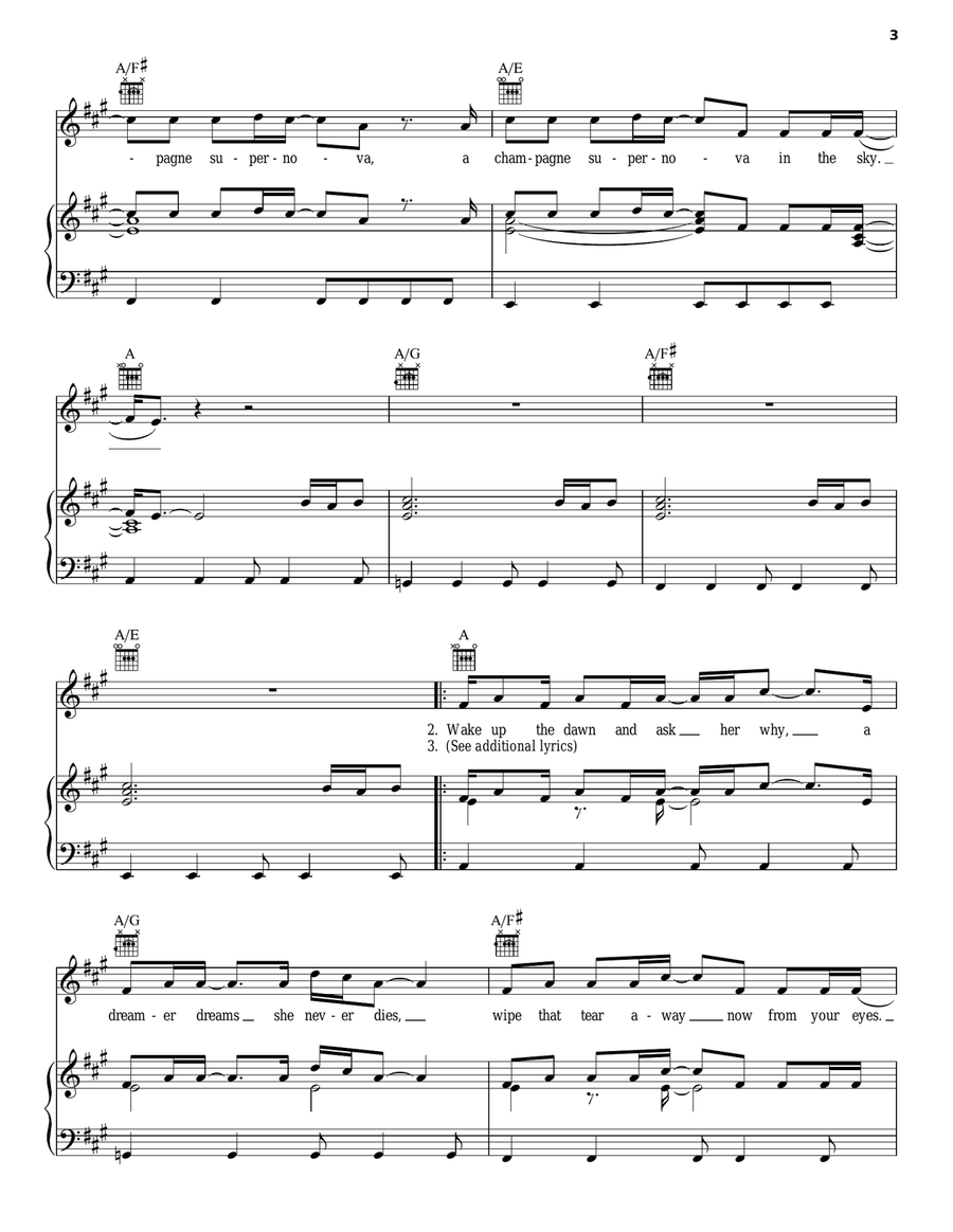 Champagne Supernova Champagne Supernova Piano, Vocal, Guitar scores gallery preview page 3