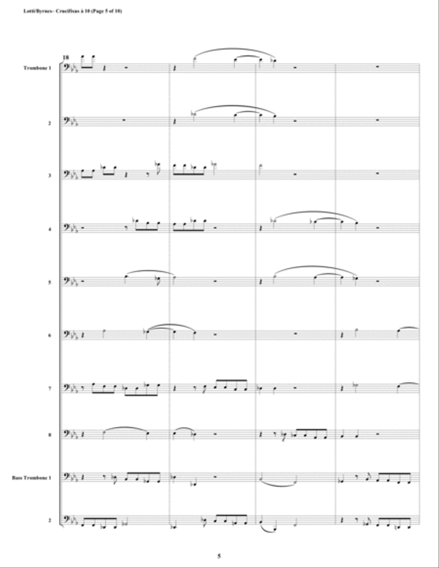 Crucifixus a 10 by Antonio Lotti (Trombone Choir) Trombone scores gallery preview page 5