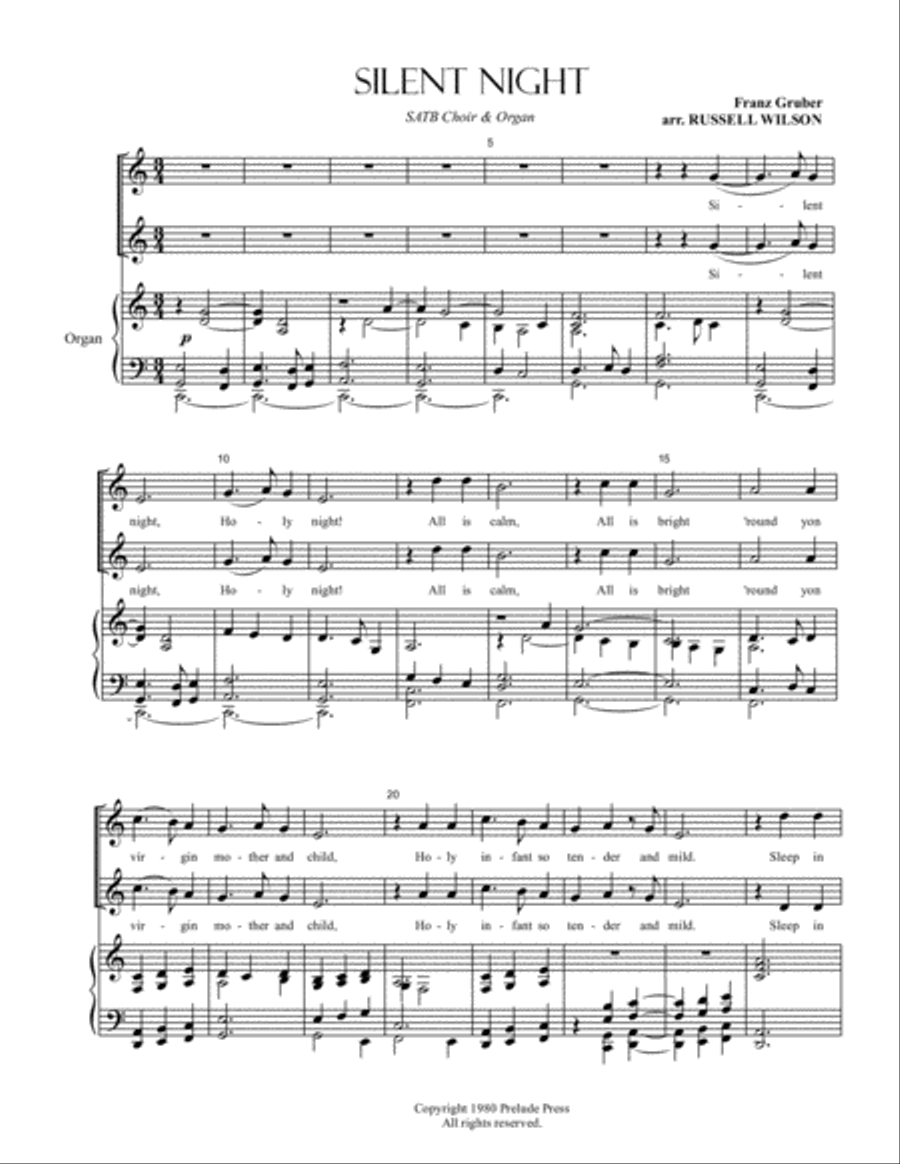 Silent Night 4-Part scores gallery preview page 1