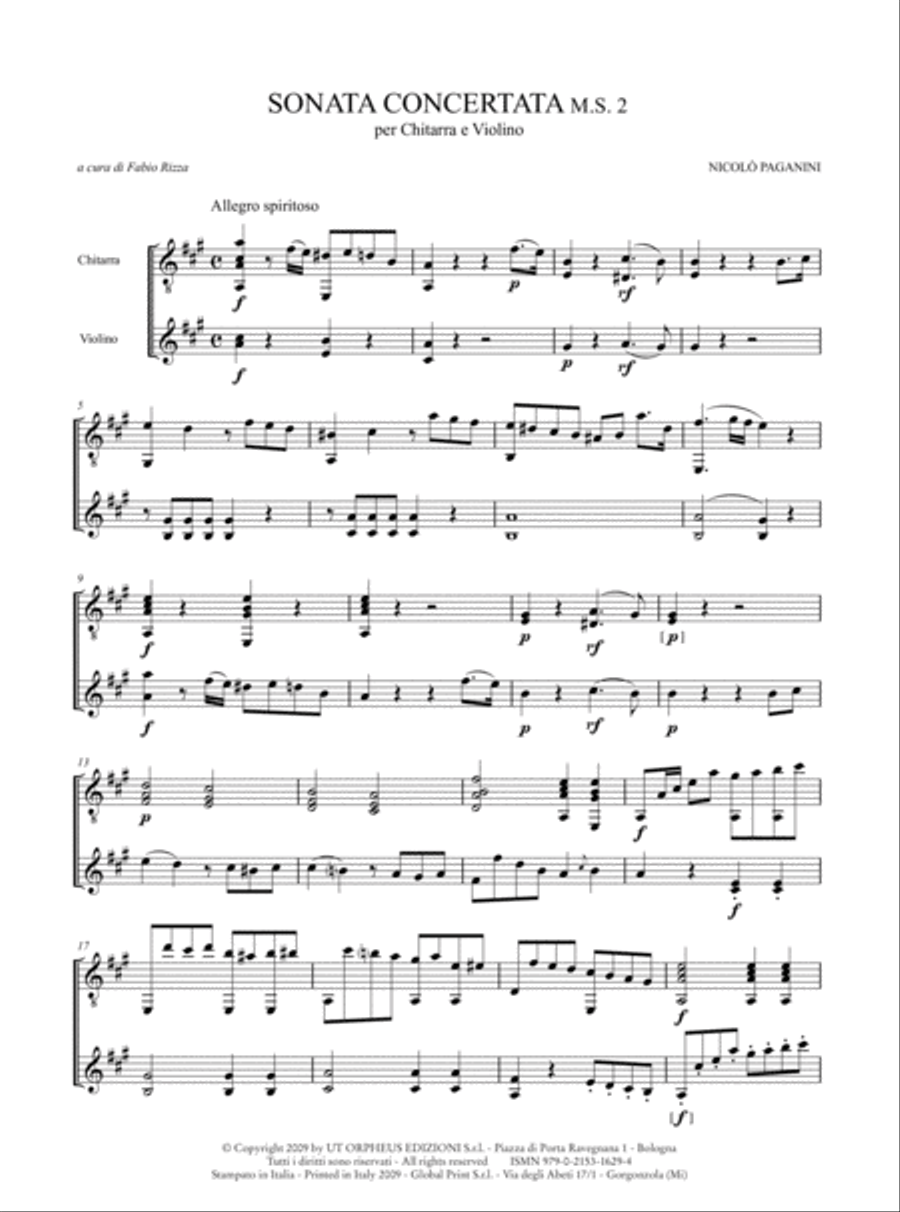 Sonata Concertata M.S. 2 for Guitar and Violin Violin scores gallery preview page 2
