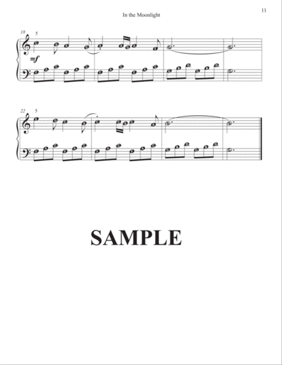 In the Moonlight, easy reader Piano Solo scores gallery preview page 2