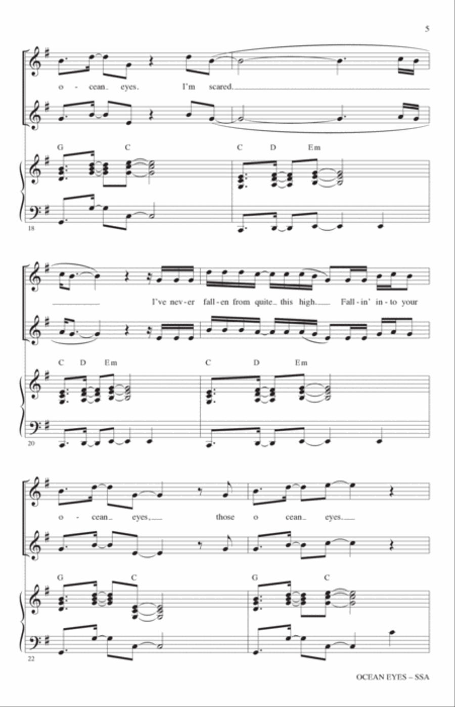 ocean eyes (arr. Roger Emerson) SSA scores gallery preview page 4