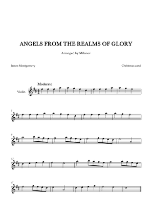 Angels from the realms of glory in D Violin Easy Christmas carol
