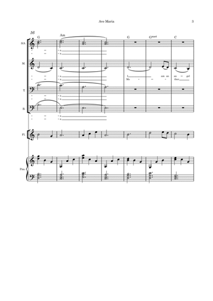 Ave Maria Christmas Verson Solo SATB flute or violin or cello and piano image number null