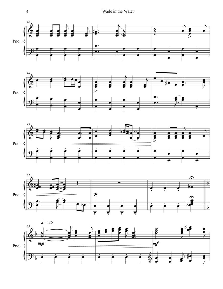 Wade in the Water Piano Solo scores gallery preview page 4