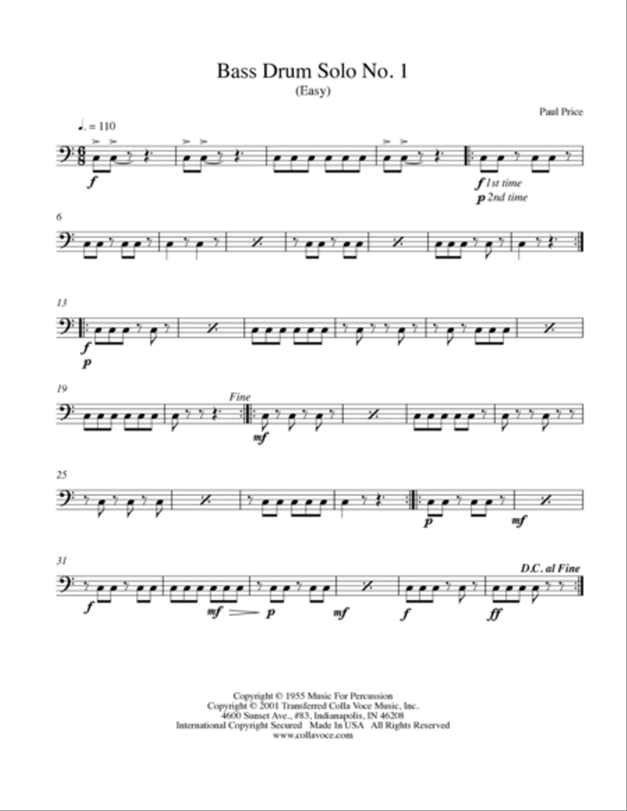 Bass Drum Solos 1-7 Percussion scores gallery preview page 2