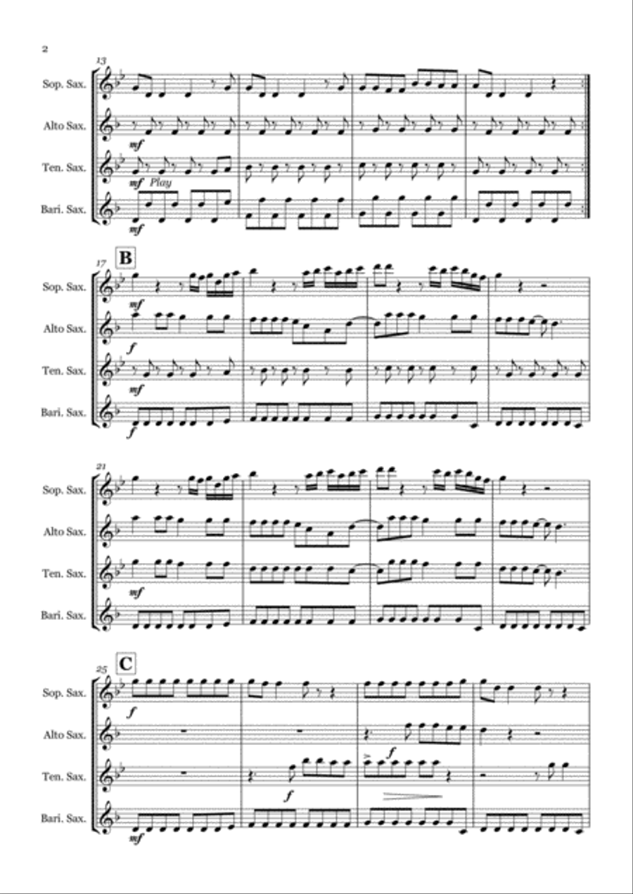 Telephone (feat. Beyonce) Saxophone Quartet scores gallery preview page 2