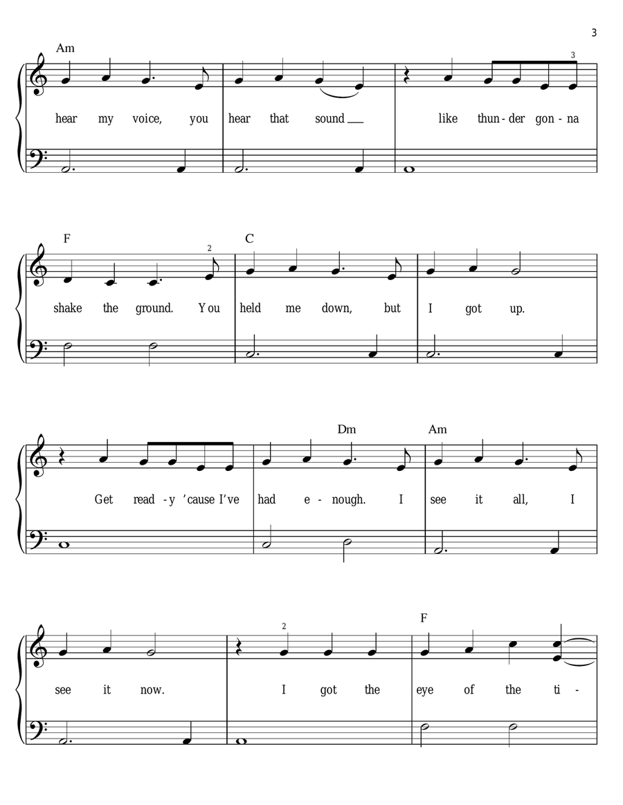 Roar Roar Easy Piano scores gallery preview page 3