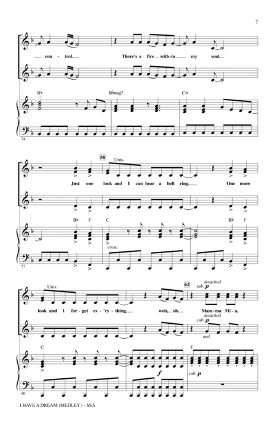 I Have A Dream - Choral Highlights from the Movie Mamma Mia! (Medley) SSA scores gallery preview page 6