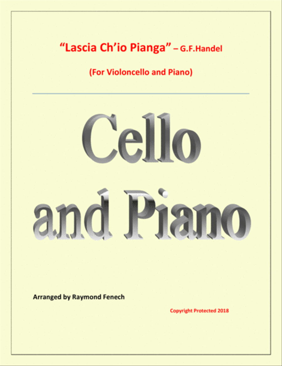 Lascia Ch'io Pianga - From Opera 'Rinaldo' - G.F. Handel ( Violoncello and Piano) Chamber Orchestra scores gallery preview page 1