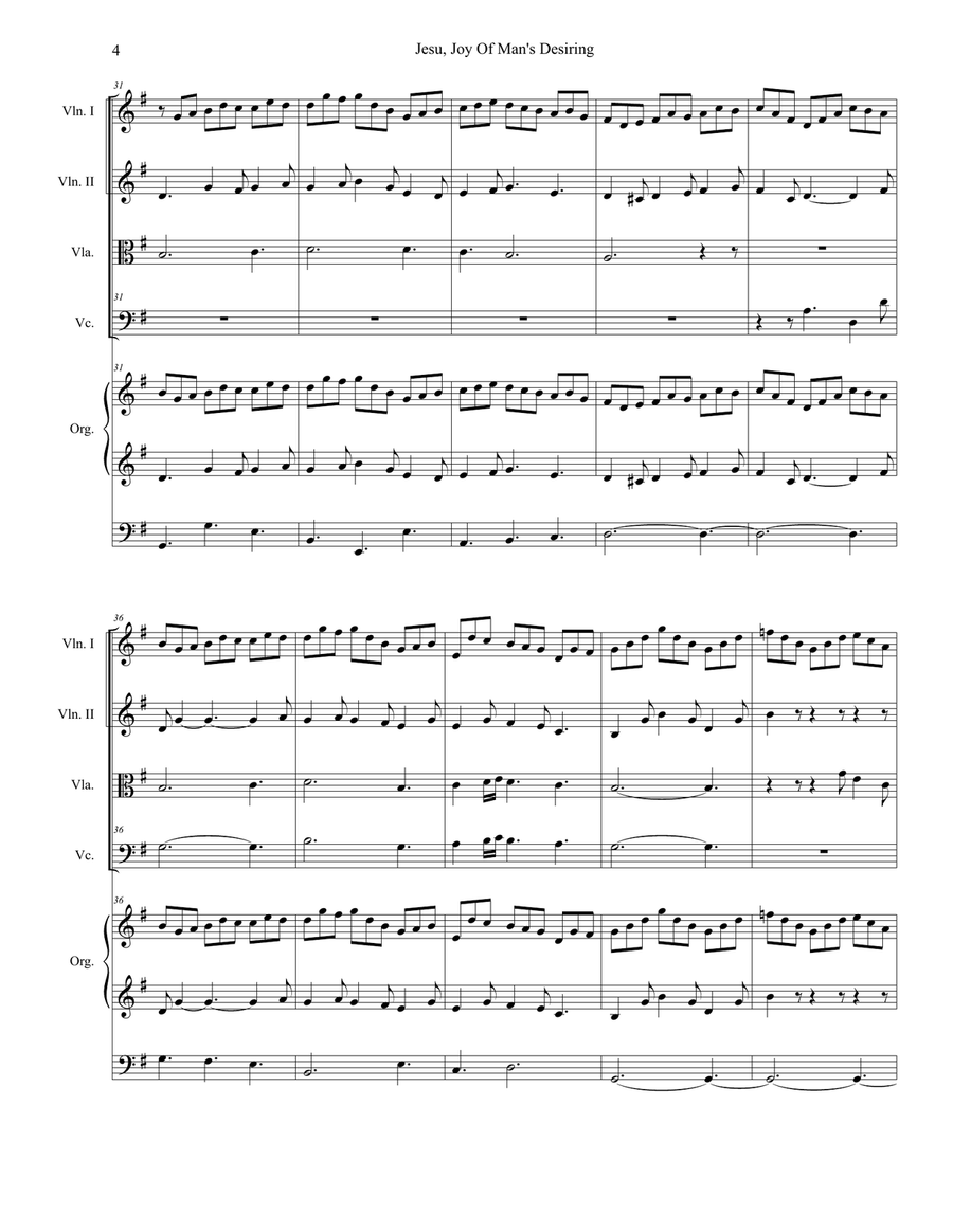 Jesu, Joy Of Man's Desiring (for String Quartet and Organ) String Quartet scores gallery preview page 5