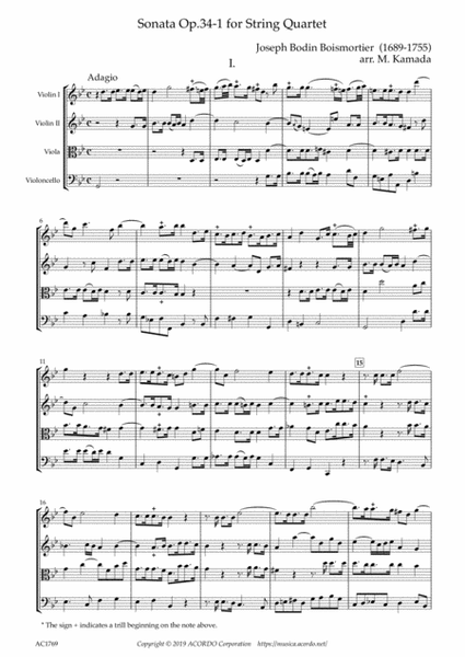 Sonata Op.34-1 for String Quartet image number null