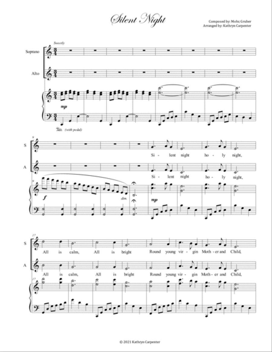 Silent Night (Duet or Ladies Ensemble, SA) SA scores gallery preview page 2