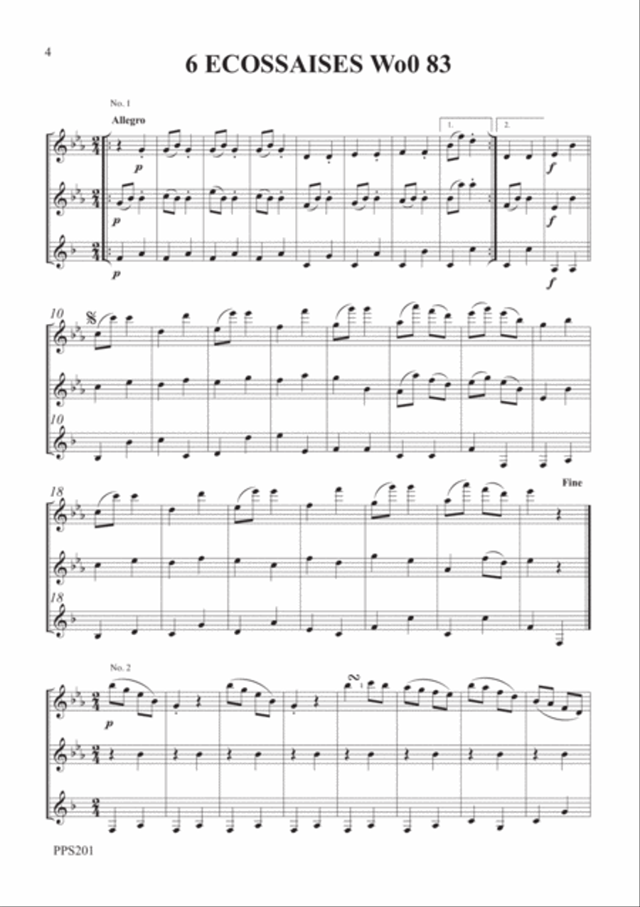 BEETHOVEN WALTZ & 6 ECOSSAISES FOR FLUTE, OBOE & CLARINET Woodwind Trio scores gallery preview page 4