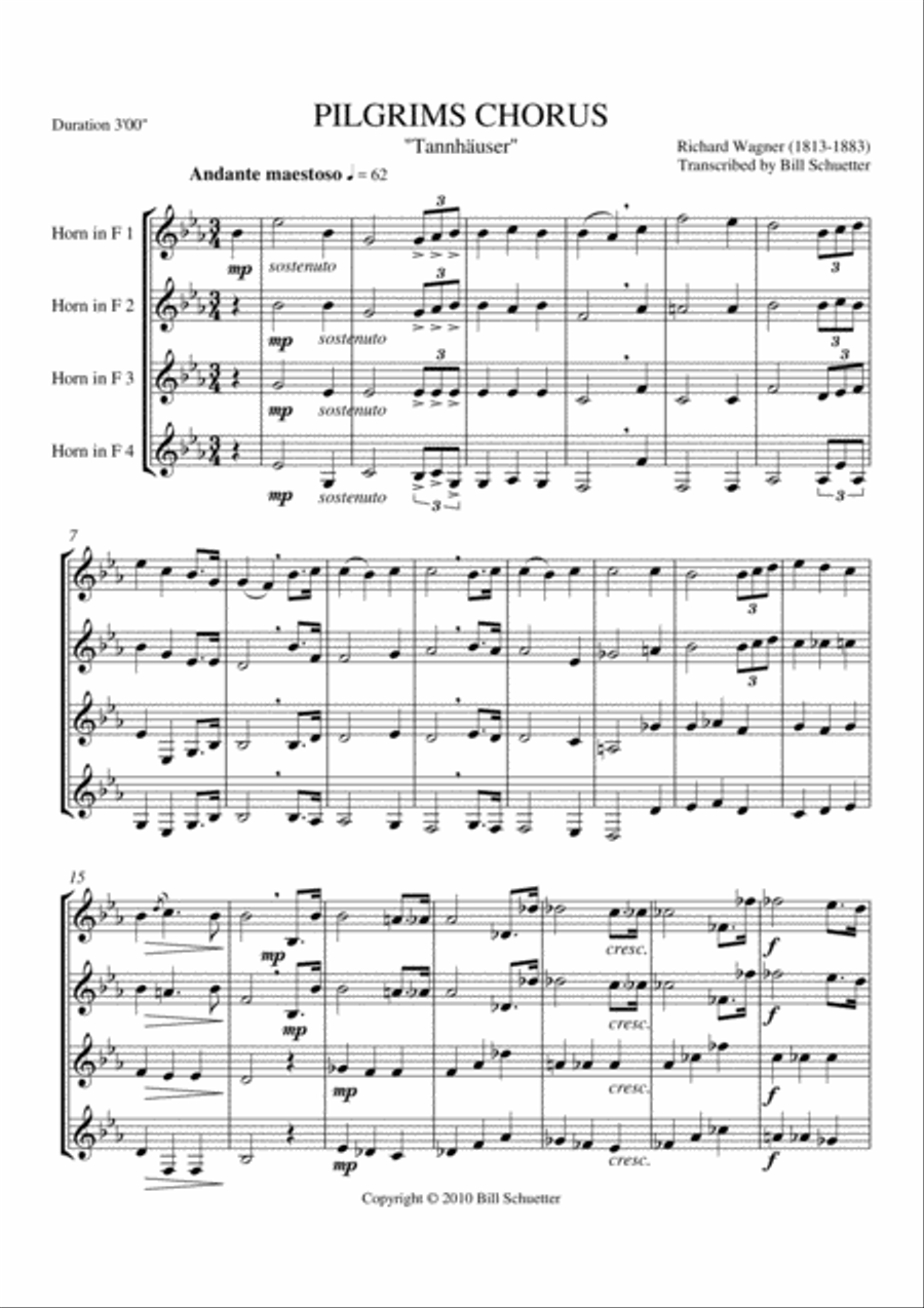 Pilgrims' Chorus from Tannhauser Choir scores gallery preview page 1