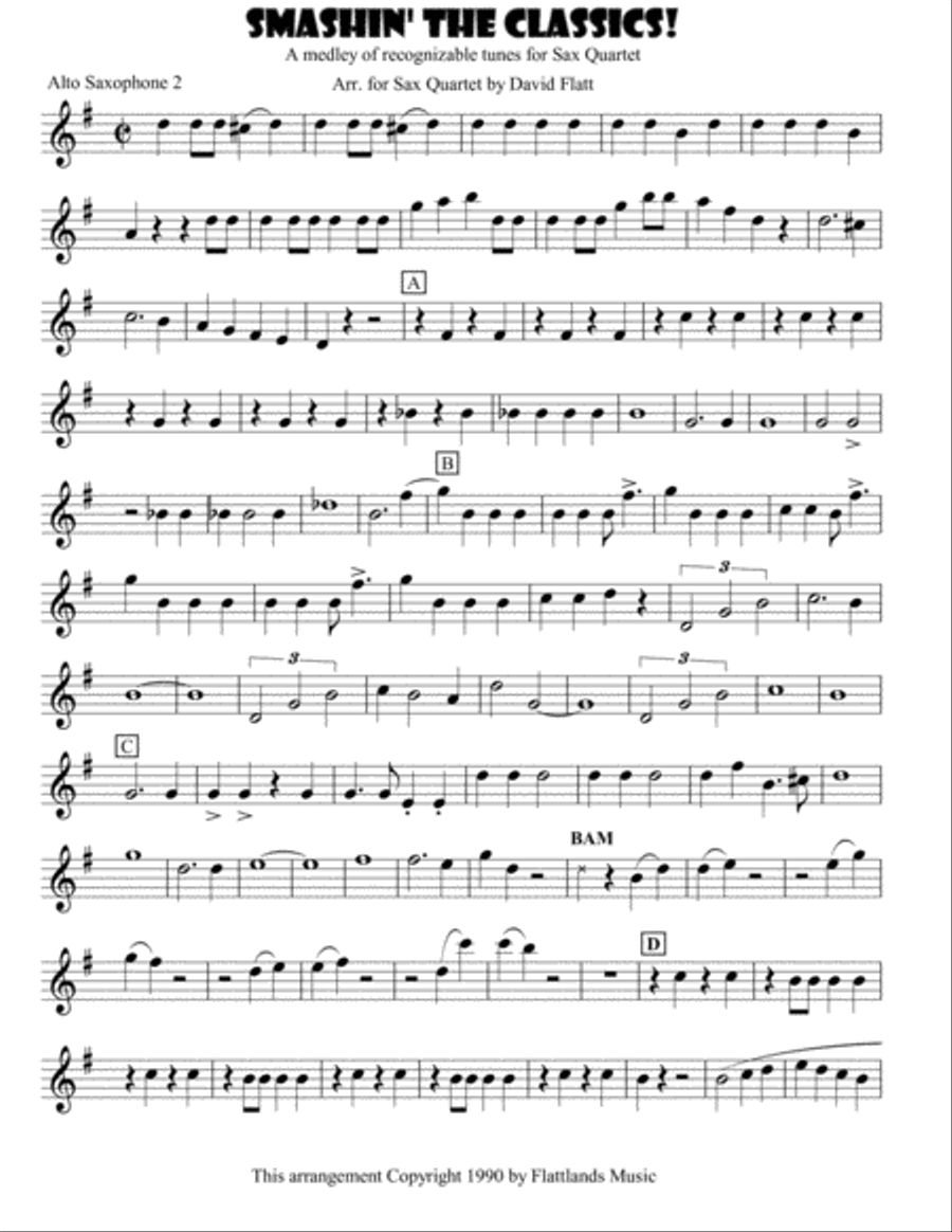 Smashin' the Classics for SATB Sax Quartet Saxophone Quartet scores gallery preview page 3