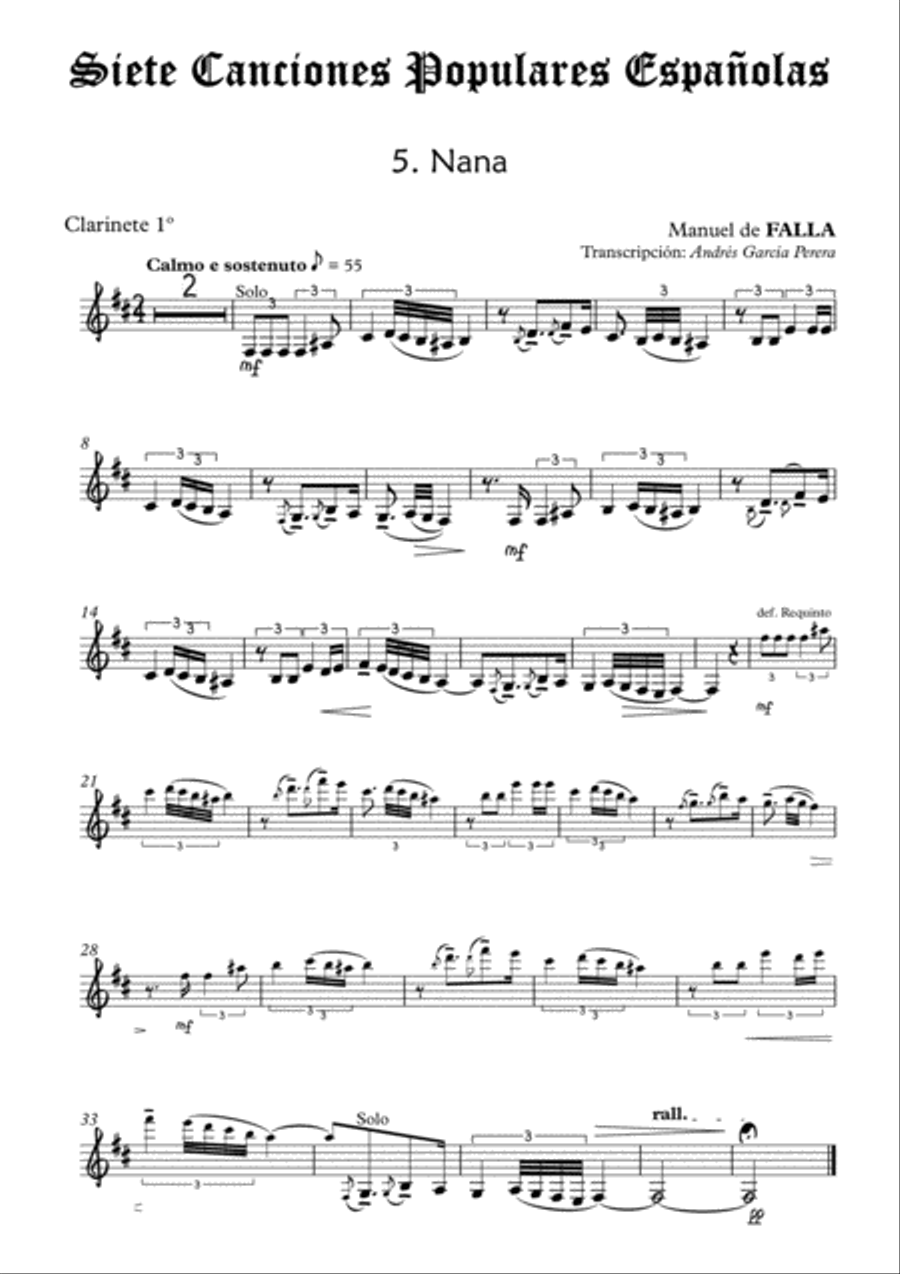 7 Popular Songs - No.5 Lullaby (Clarinet Choir) Clarinet Choir scores gallery preview page 3