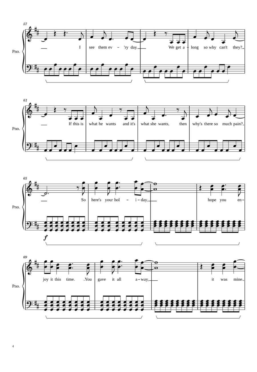 Stay Together For The Kids Easy Piano scores gallery preview page 4