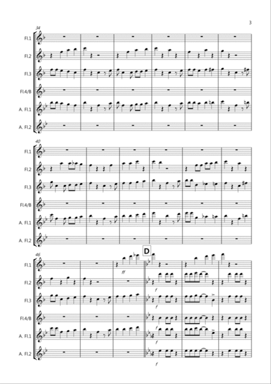 The Saints Go Jazzin' In! for Flute Quartet Flute Quartet scores gallery preview page 3