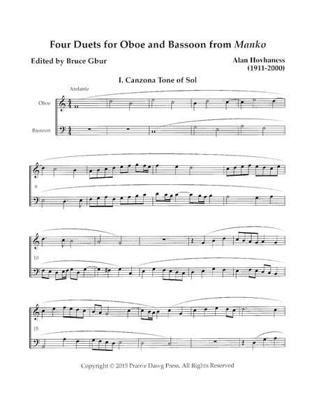 Four Duets for Oboe & Bassoon from Manko