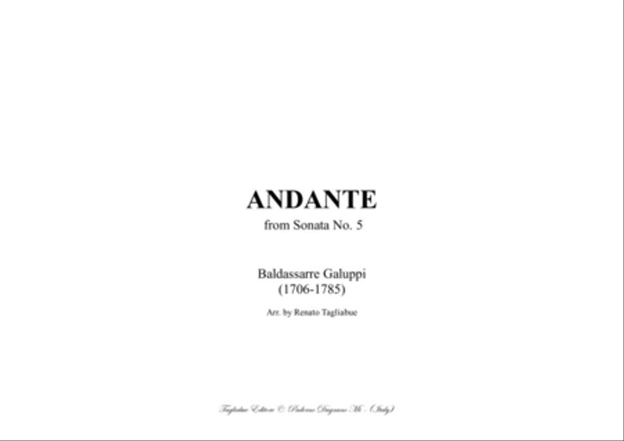 GALUPPI - ANDANTE from Sonata No.5 - For Organ Organ Solo scores gallery preview page 1