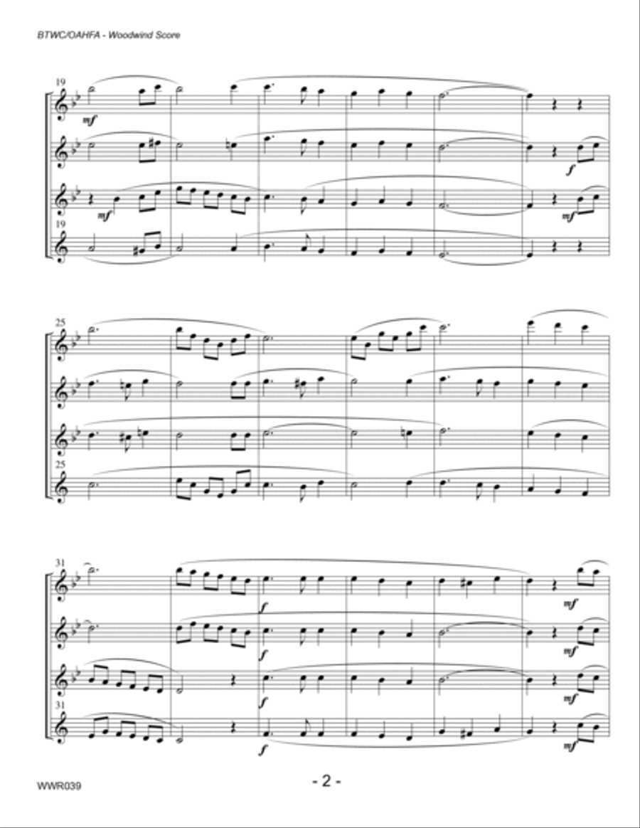 WHEN I SURVEY THE WONDROUS CROSS + ON A HILL FAR AWAY (Old Rugged Cross) 2 Flutes, Oboe & Clarinet Woodwind Quartet scores gallery preview page 2