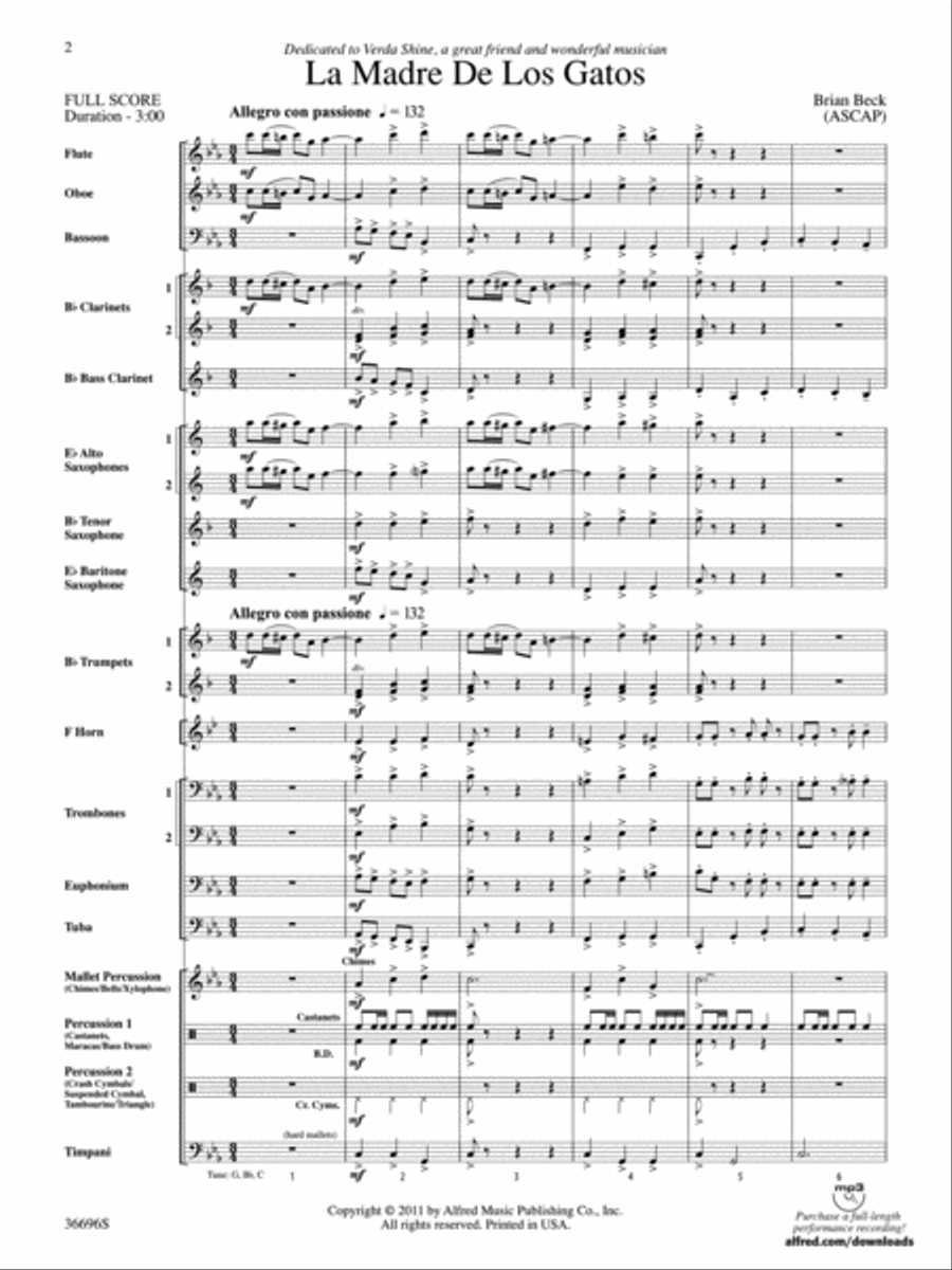 La Madre de los Gatos La Madre de los Gatos Concert Band scores gallery preview page 2