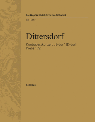 Book cover for Double Bass Concerto "in E major" [D major] Krebs 172