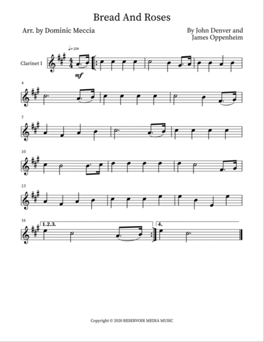 Bread And Roses Woodwind Quartet scores gallery preview page 3