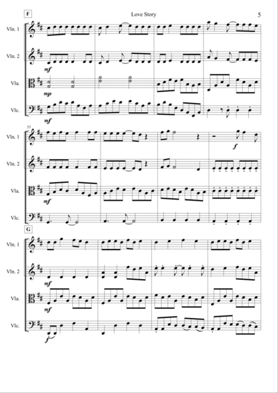 Love Story String Quartet scores gallery preview page 6